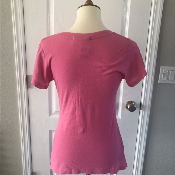 Pink Heart Smily Face V Neck Shirt Sz M - Picture 3 of 4